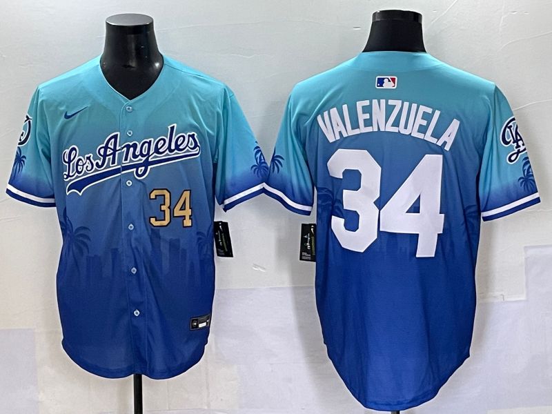 Men 2025 Los Angeles Dodgers #34 Valenzuela Blue Nike MLB Jersey Daoqite style 2